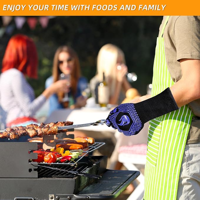 BBQ Fireproof Gloves, Grill Cut-Resistant Gloves 1472°F Heat Resistant Gloves - Image 4
