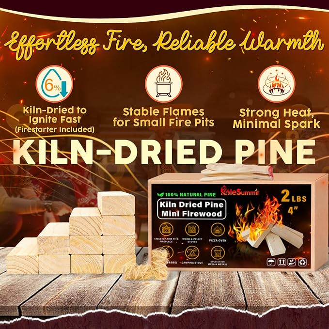 Mini Fire Stick with Fire Starters Gloves 4" Kiln Dried Pine Fire Pit - Image 2