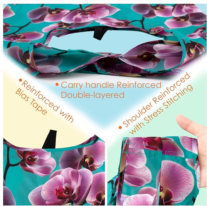 BeeGreen 10 Pack Washable Floral Grocery Bags - Image 6