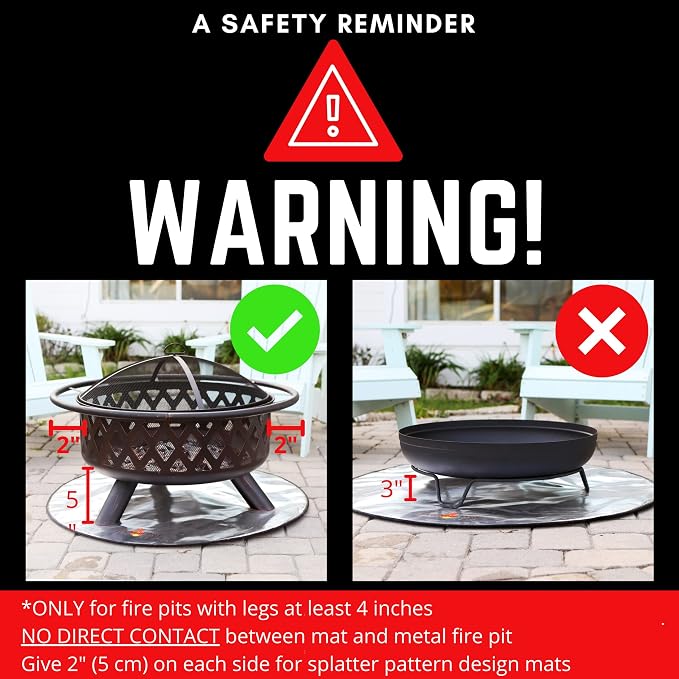 40 Inch Inferno Black Pattern Fire Pit mat. Decorative Heat and Ember Resistant - Image 6