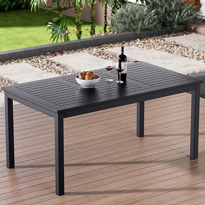 ZZV Outdoor Dining Table for 6-Person Rectangle Indoor Outdoor Table by ZZV