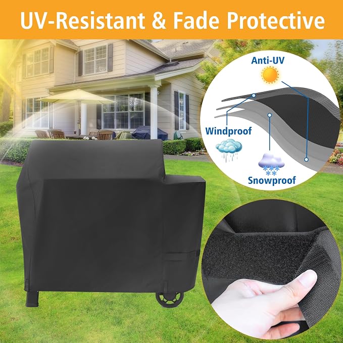 Grill Cover for Weber Searwood XL 600 Pellet Grill, 600D Heavy Duty Waterproof - Image 4