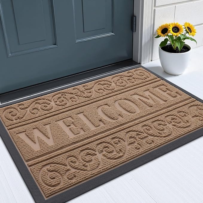 OLANLY Welcome Door Mat Indoor Outdoor Entrance, Heavy Duty Sturdy Front Door by OLANLY