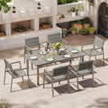 Outdoor Dining Set for 6, Patio Table and Chairs Set by Oasbira