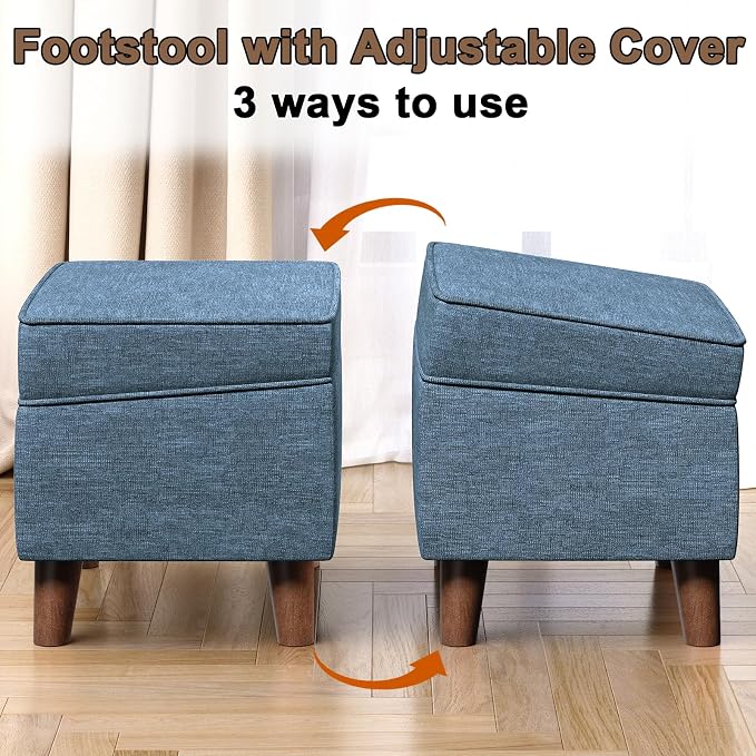 Foot Rest with Adjustable Cover, Storage Ottoman Dorm, Footstool and Sitting - Image 5