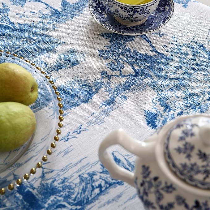 patdrea Designer Vintage Linen Small Round Tablecloth, Cya Ancient Castle and - Image 6
