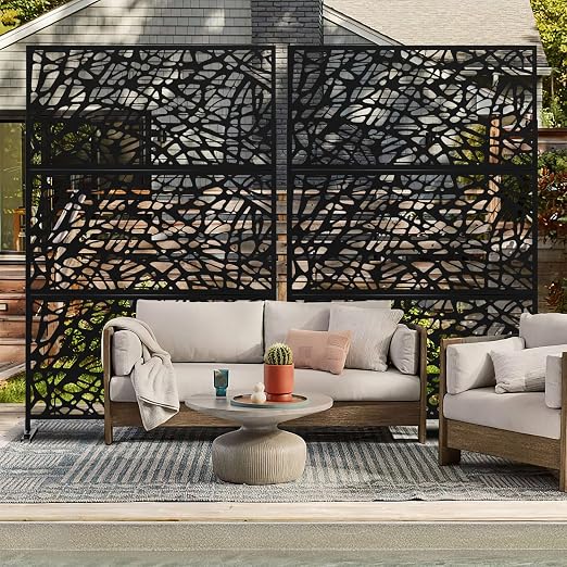 Casaphoria 72" H x 47" W Metal Outdoor Privacy Screen, Freestanding Decorative - Image 7