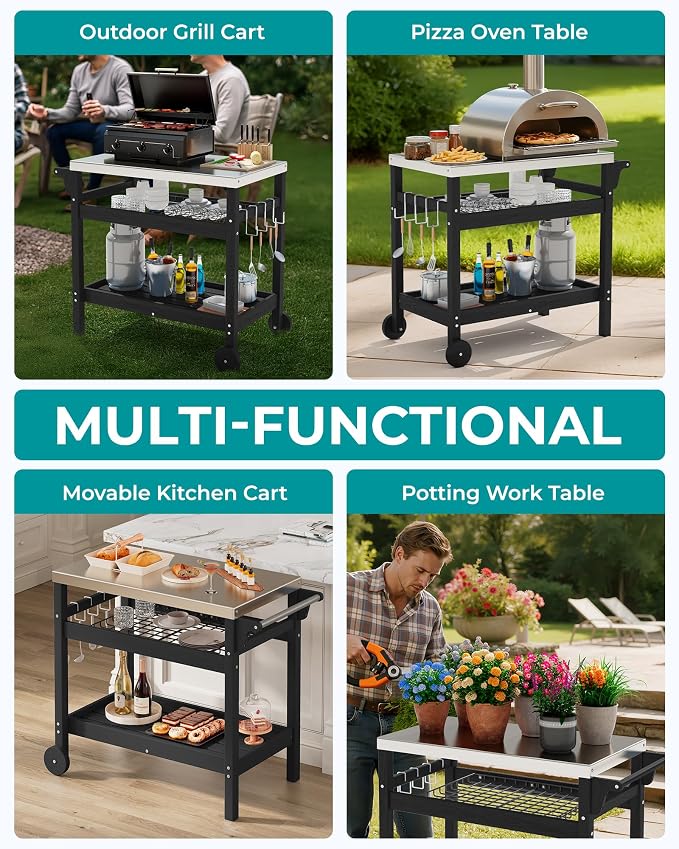 SERWALL Outdoor Grill Cart Table - Image 6