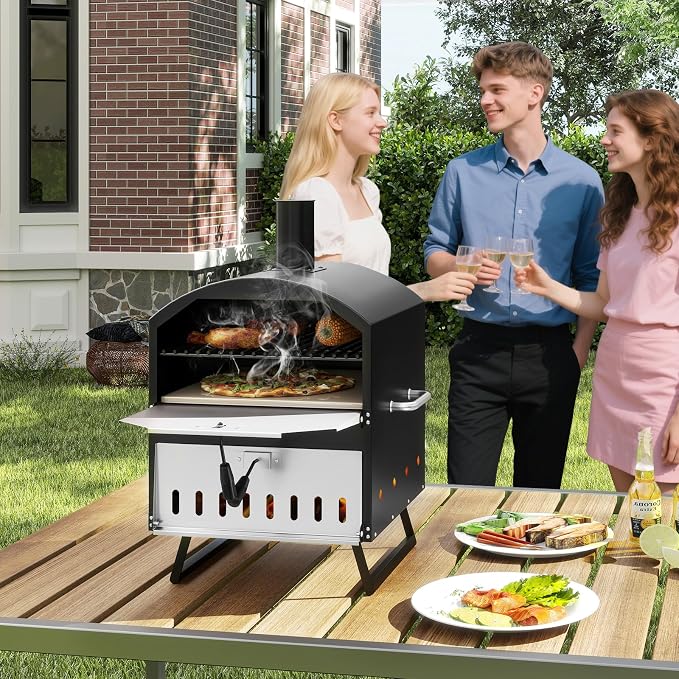 Happygrill Pizza Oven Outdoor, 16” 2-Layer Wood Fired Pizza Maker - Image 8