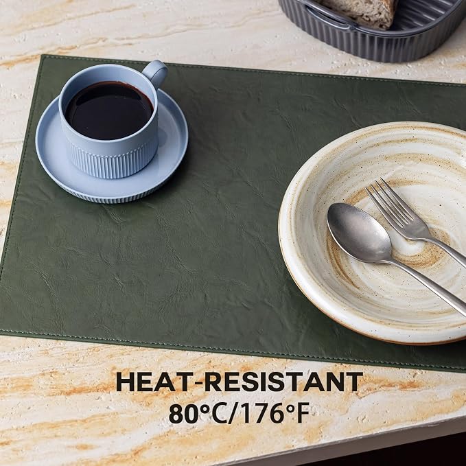 Faux Leather Placemats Set of 4 Vinyl Washable Wipeable Table Mats - Image 4