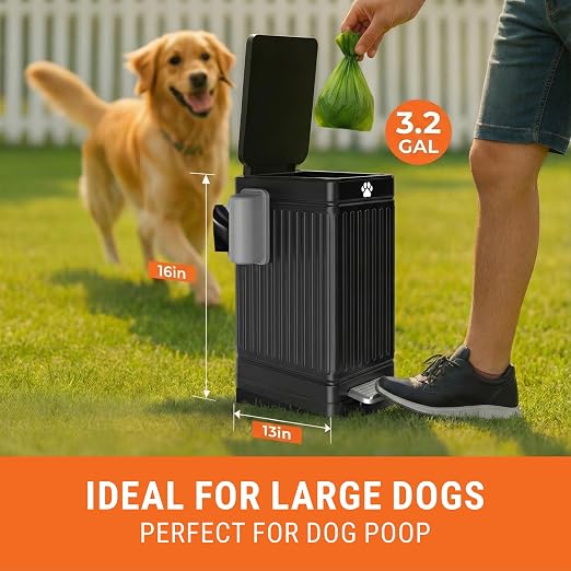 Pupzle Dog Poop Trash Can Outside, 3.2 Gal Metal Dog Waste Trash Can - Image 2