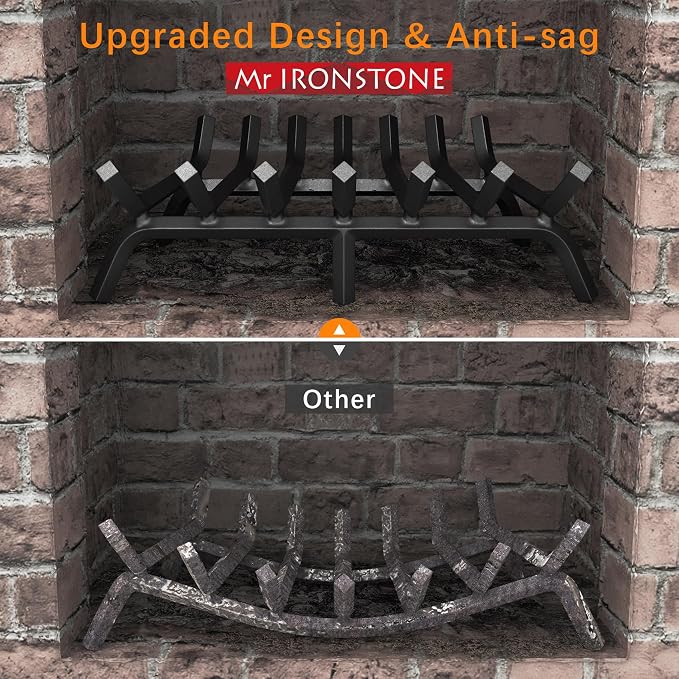 Mr IRONSTONE Fireplace Grate 30 inch Solid Steel Heavy Duty Firewood Log - Image 3