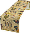 Ancient Egypt Table Runner, Egyptian Symbols Vintage Gold Pharaoh Pyramid by Unknown
