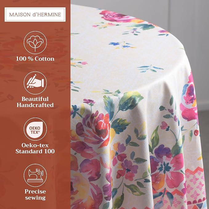 Maison d' Hermine Table Cloth Round Table 100% Cotton 69 Inches Tablecloth - Image 2