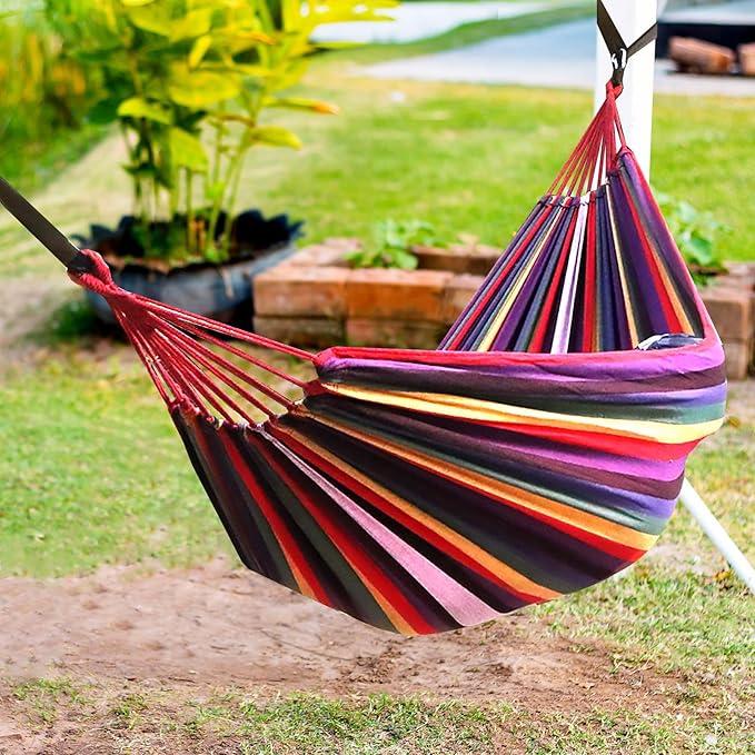 Hammock in Rainbow Cotton with Anti-Rollover Design