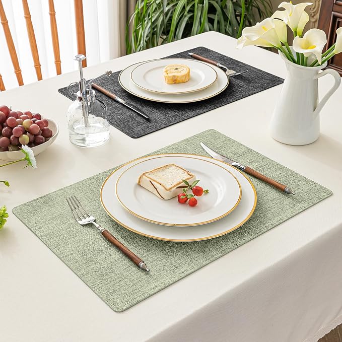 Romanstile Reversible Vinyl Placemats Set of 8, Faux Leather 100% Waterproof - Image 6