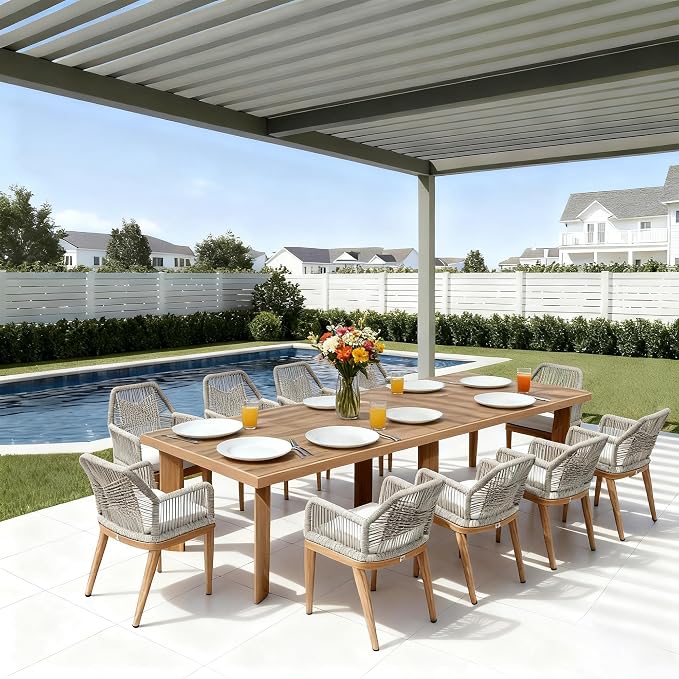 PURPLE LEAF 11 Pieces Patio Dining Set Aluminum Modern Oversize Rectangular by PURPLELEAF
