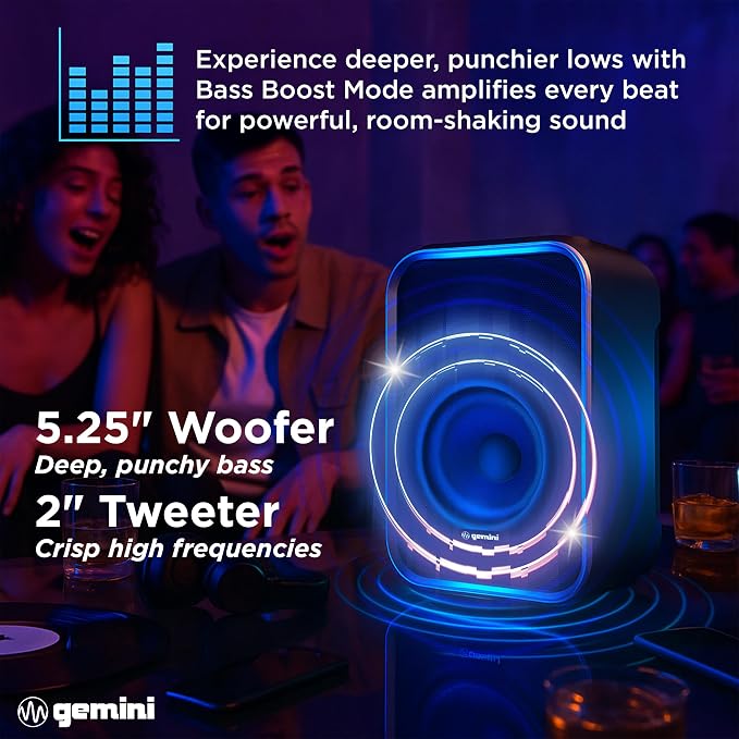 Gemini Portable Bluetooth Party Speaker - 600W Peak Power - Image 4