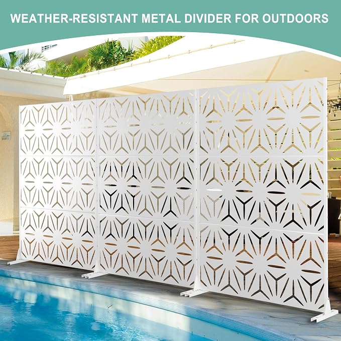 Metal Privacy Screen for Outdoor & Indoor Use, Free Standing Privacy Screen for - Image 5