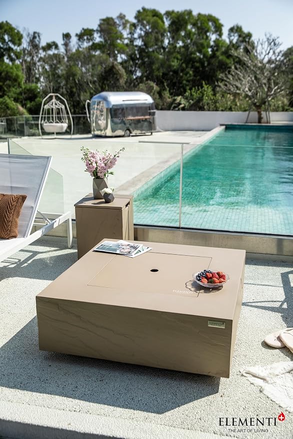 Elementi+ | Bundle Uluru Gas Fire Pit Cast Concrete 40" Square Fire Table - Image 4