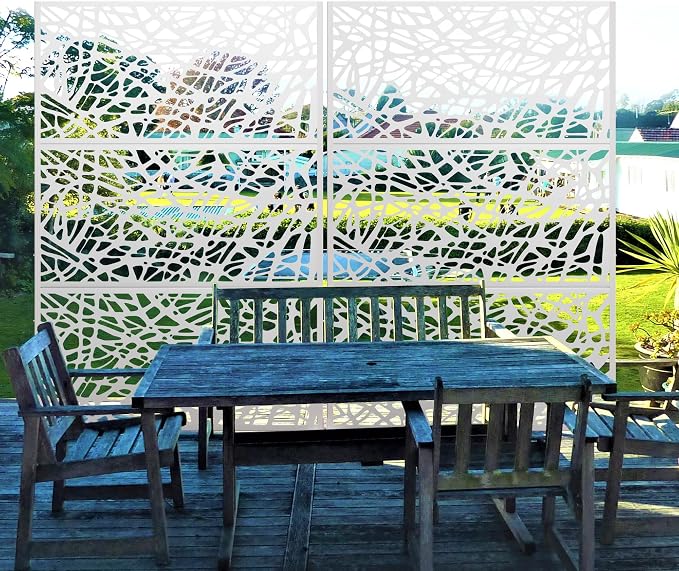 Metal Privacy Screen Outdoor 72" H×47" W, Freestanding Decorative Privacy Screen - Image 3