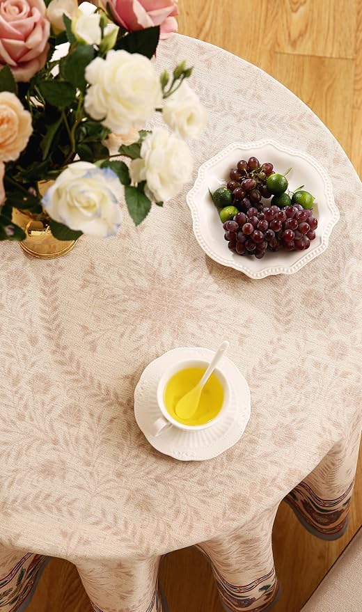 Designer Vintage Linen Small Round Tablecloth, Indian Floral Wrinkle Free Soft - Image 8