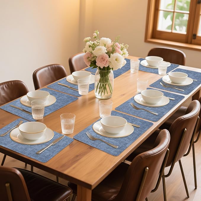 Maxpearl Set of 8 Faux Leather Table Placemats – Heat Resistant, Waterproof - Image 2