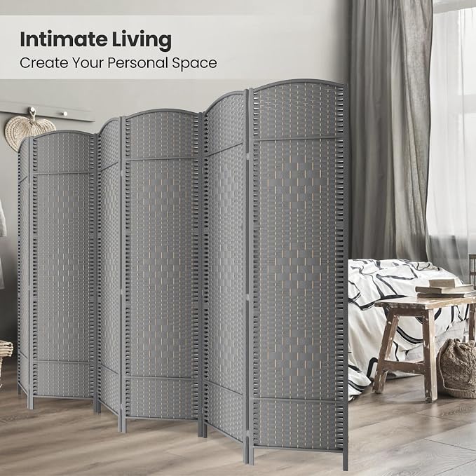 Folding Room Divider, Weave Fiber Privacy Screen, Extra Wide Room Screen - Image 4