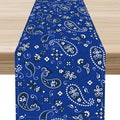 Blue Paisley Table Runner, Vintage Damask Antique Floral Flower Boho Damask by Unknown
