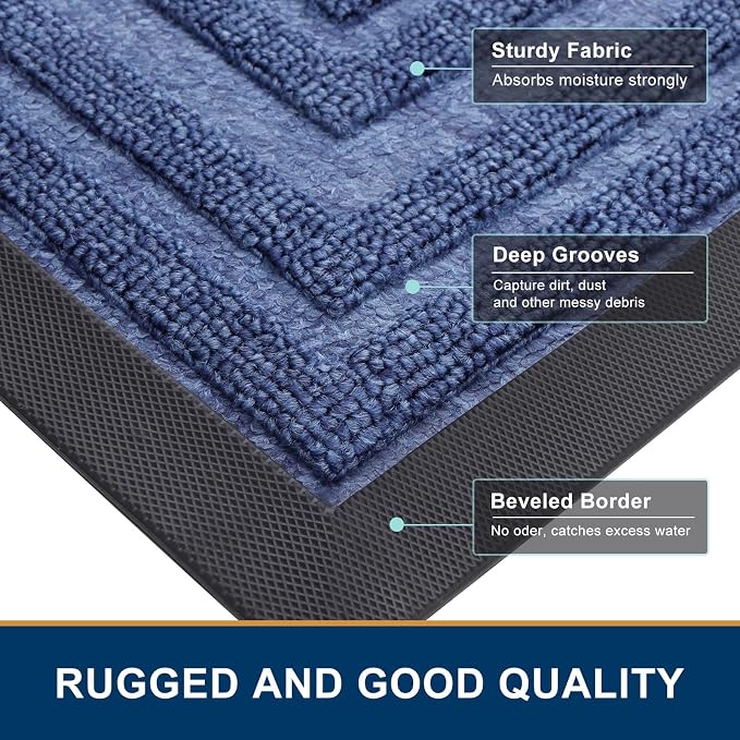 Buganda Front Door Mat Indoor Outdoor Entrance, Non-Slip Natural Rubber Doormats - Image 4
