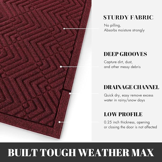 Yimobra Door Mats Outdoor 29.5x17, All-Season Waterproof Outdoor Mats - Image 3