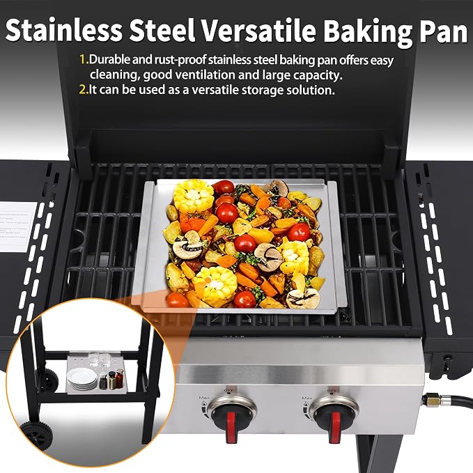 3-Burner 28650 BTU Propane Gas Grill, 252 Sq. In. Cast Iron Grates, Portable - Image 5