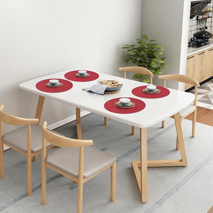 Homaxy Round Faux Leather Placemats and Coasters, Washable Dual-Side Table Mats - Image 9