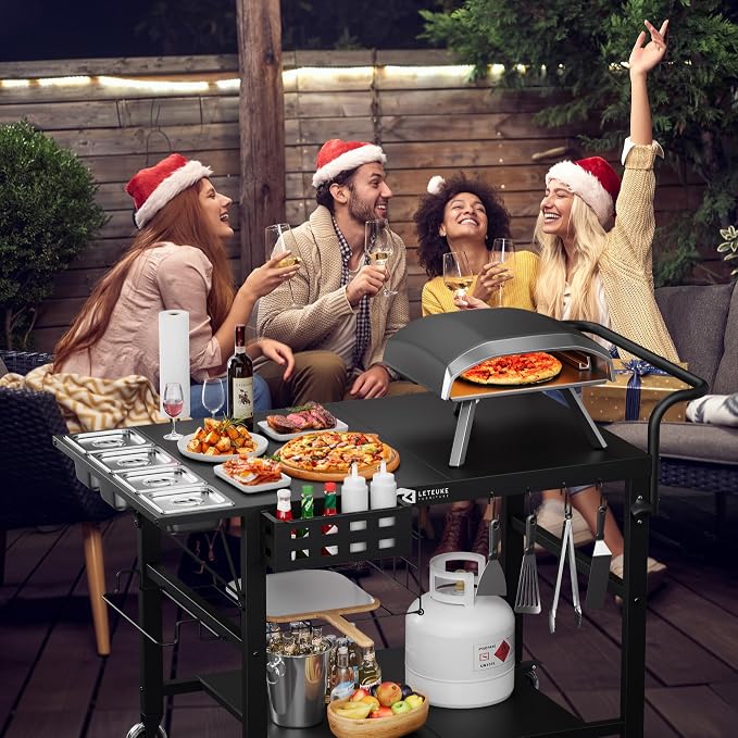 Leteuke Pizza Oven Table, Grill Cart Table - Image 2