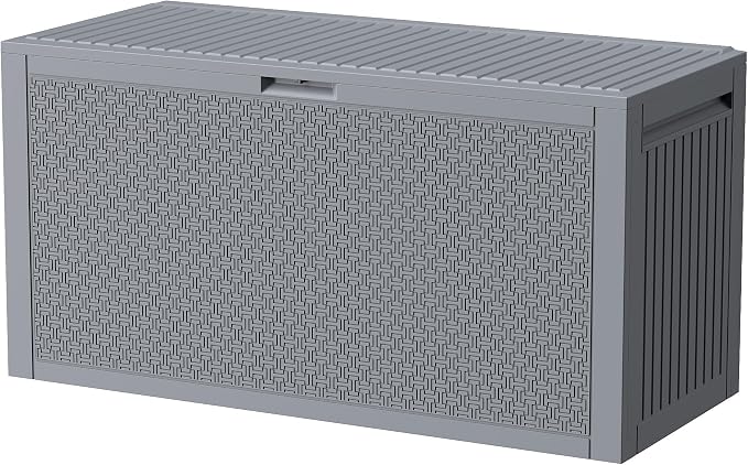 ZYJOYY Outdoor Storage Box, 90 Gallon Deck Box, Waterproof Resin Storage Box by ZYJOYY