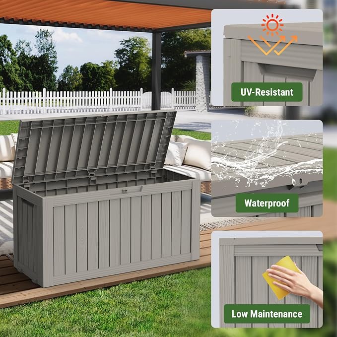 Mars Villa 72 Gallon Deck Box, Waterproof Weatherproof and UV Resistant Resin - Image 5