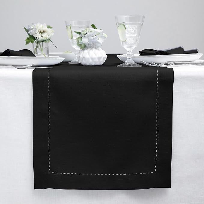 Solino Home Linen Black Table Runner 108 Inches Long by SolinoHome