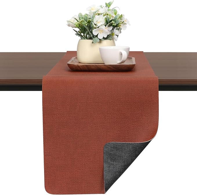 Table Runners 72 Inches Long, Dual-Sided Faux Leather Farmhouse Table Runner by Chitomars