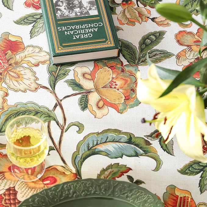 patdrea Designer Linen Square Tablecloth, Vintage Provencal Rustic Floral - Image 4