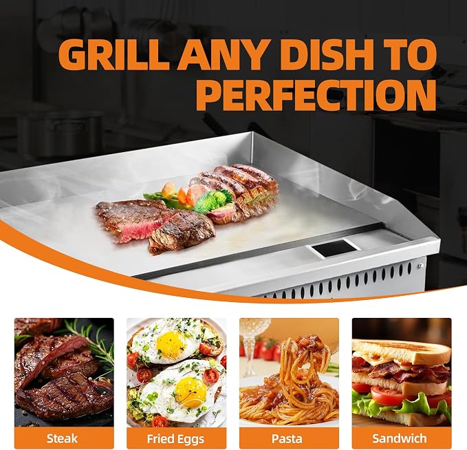 60" Commercial Countertop Griddle, 5 Burners Gas Griddle, 150000 BTU Output - Image 7
