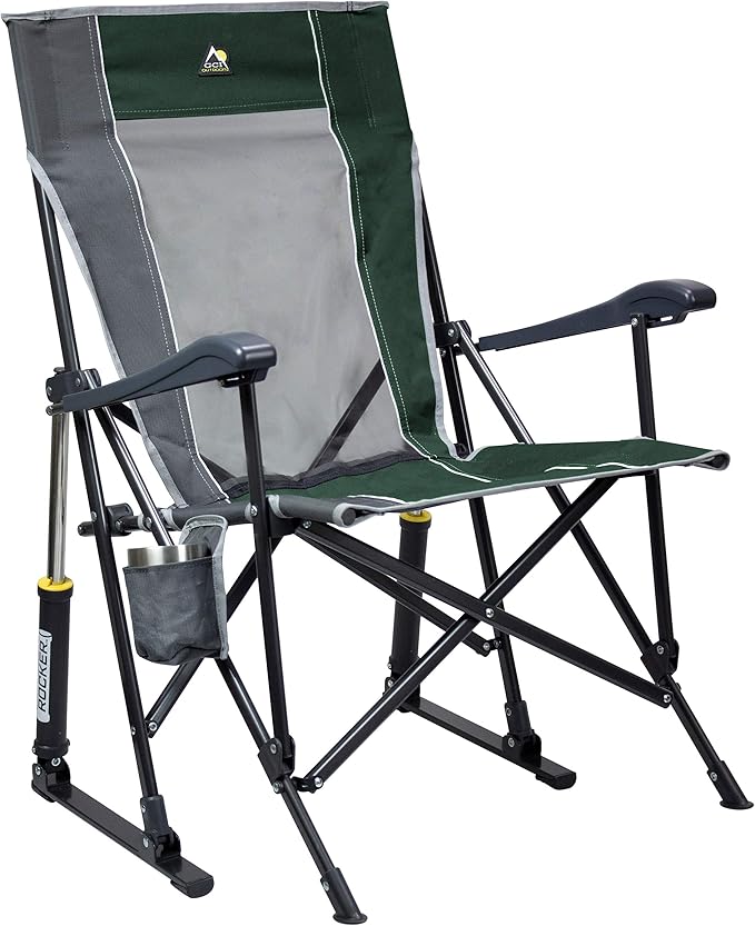 Folding Rocking Camping Chair, 250 lb Capacity, Hunter Green