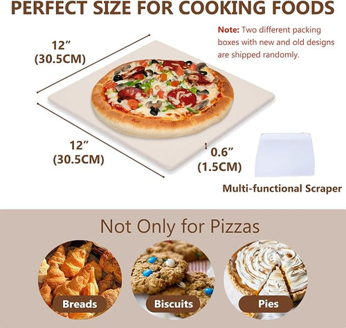 12" x 12" Pizza Stone Square Baking Stone | Premium Cordierite Pizza Grilling - Image 2