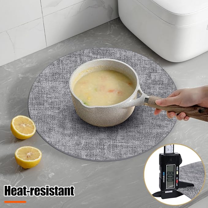 Homaxy Round Faux Leather Placemats and Coasters, Washable Dual-Side Table Mats - Image 2