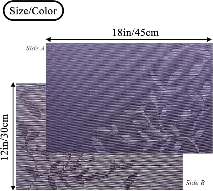 Leaf Placemats Set of 4, Non-Slip Heat-Resistant 18" x 12" Vinyl Washable - Image 2