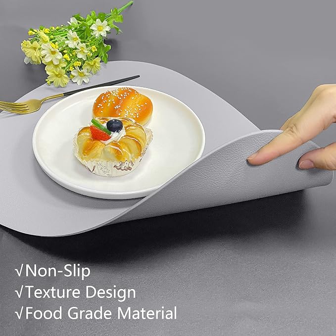 Herda Placemats Set of 6 for Dining Table Mats Faux Leather Place Mats Wipeable - Image 4