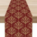 Red Damask Table Runner, Rustic Gothic Baroque Style Floral Boho Flower Antique by Unknown