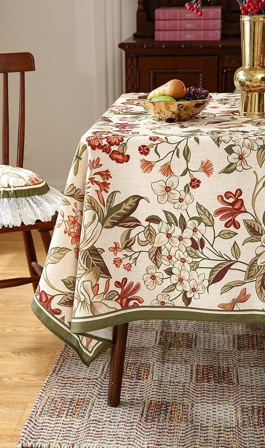 ISAENNE Designer Bohemian Linen Extra Long Rectangle Tablecloth, Colorful - Image 7