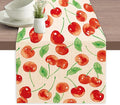 Red Cherry Table Runner Linen Long Farmhouse Rustic TableRunner by Elightvap