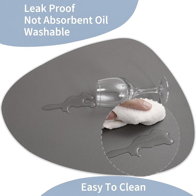 Myir JUN Placemats, Dual-Sided Placemats Waterproof Faux Leather Placemats Set - Image 3