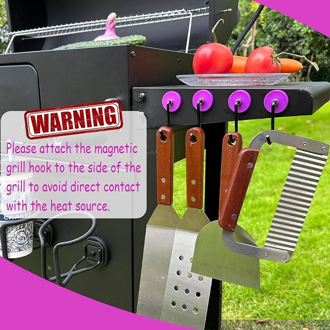Magnetic Grill Hooks, 4 Pack Heavy Duty Magnet Hooks - Image 5